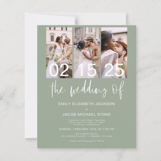 Grüne QR-Kodex für Hochzeitsszenarien (Vorderseite)