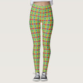 grüne Quadrate Leggings (Vorderseite)