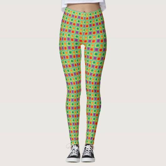 grüne Quadrate Leggings (Vorderseite)