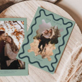 Grüne, quadratische Wavy-Rahmen-Hochzeit Save The Date