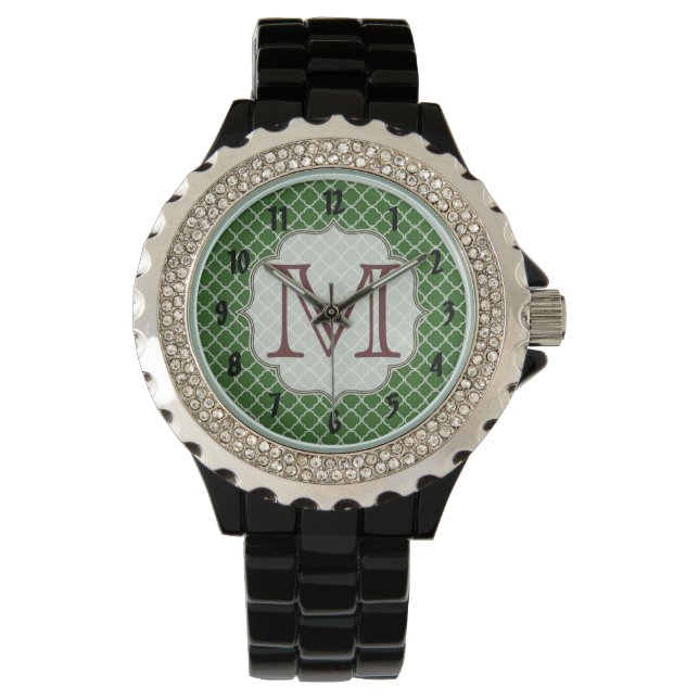 Grüne Quarterfolie Latti Monogram Armbanduhr (Vorderseite)