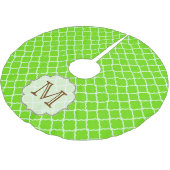 Grüne Quarterfolie Monogram, anfänglicher Baumrock Polyester Weihnachtsbaumdecke (Schrägansicht)