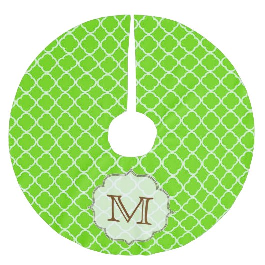 Grüne Quarterfolie Monogram, anfänglicher Baumrock Polyester Weihnachtsbaumdecke (Vorderseite)