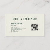Grüne Quilt-Patchwork-Handmade-Kleidung Visitenkarte (Rückseite)