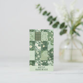 Grüne Quilt-Patchwork-Handmade-Kleidung Visitenkarte (Stehend Vorderseite)