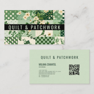 Grüne Quilt-Patchwork-Handmade-Kleidung Visitenkarte