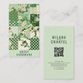 Grüne Quilt-Patchwork-Handmade-Kleidung Visitenkarte (Vorne/Hinten)