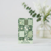 Grüne Quilt-Patchwork-Handmade-Kleidung Visitenkarte (Stehend Vorderseite)