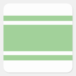 Grüne Racingstreifen auf weißer Seite von Sporty P Quadratischer Aufkleber