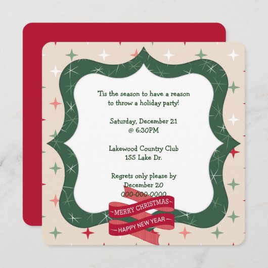 Grüne Rahmen für Ferien in Party Einladung (Vorne/Hinten)