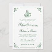 Grüne Rahmen islamische Henna Mehndi Zeremonie Einladung (Vorderseite)