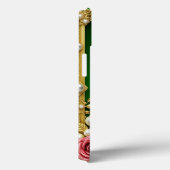 Grüne Rahmen mit eleganten Rose und Perlen Case-Mate iPhone Hülle (Rückseite / Rechts)