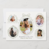 Grüne Rahmen und botanische Akzente Creme Abschlus Einladung (Vorderseite)