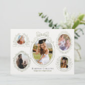 Grüne Rahmen und botanische Akzente Creme Abschlus Einladung (Stehend Vorderseite)