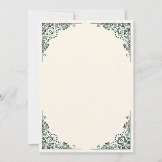 Grüne Rahmen Verzierte Heirat islamischer Moslems Einladung (Rückseite)