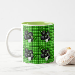 Grüne Rasenbowls Tartan Design, Zweifarbige Tasse