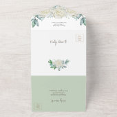 Grüne Rasenfläche und Weiße Rosen Rustikal All In One Einladung (Außenbereich)