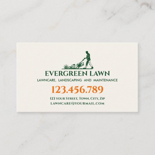 Grüne Rasenflächen für die Rasenpflege Visitenkarte (Vorderseite)