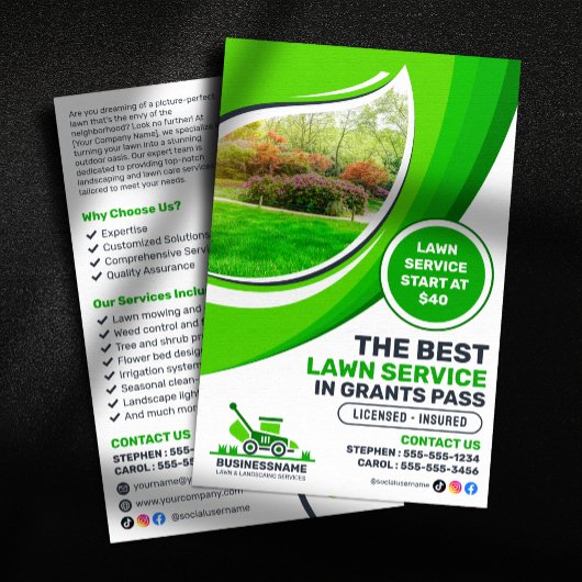 Grüne Rasenpflege Landscaping Mow Mulching Service Flyer
