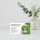 Grüne Rasenpflege Landscaping Mowing 3 Foto Visitenkarte (Stehend Vorderseite)