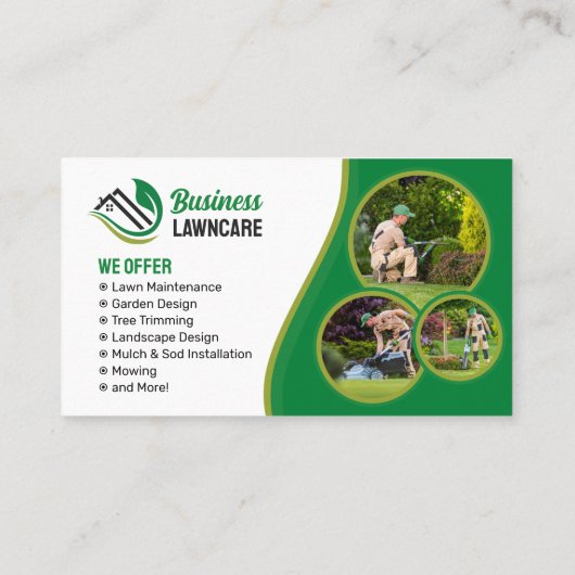 Grüne Rasenpflege Landschaftsgärtnerei Rasenmähen Visitenkarte (Rückseite)