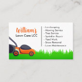 Grüne Rasenpflege und Landschaftsmäher Visitenkarte (Vorderseite)