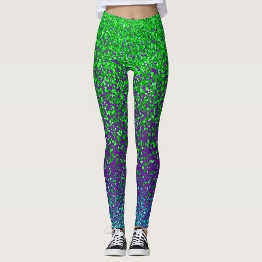 Grüne Raster 2 Seiten 01.b Lila BG Leggings (Vorderseite)