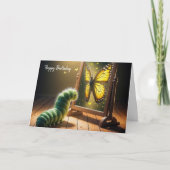 Grüne Raupe am Geburtstag Schmetterling Karte (Vorderseite)