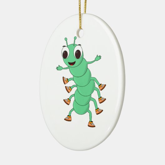 Grüne Raupe Keramik Ornament (Links)