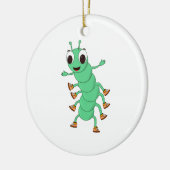 Grüne Raupe Keramik Ornament (Links)