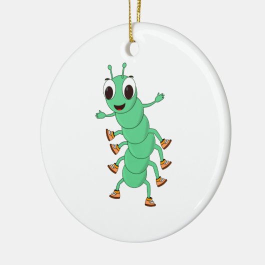 Grüne Raupe Keramik Ornament (Links)