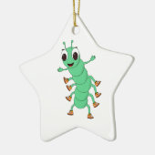 Grüne Raupe Keramik Ornament (Links)