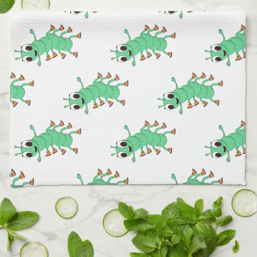 Grüne Raupe Küchentuch (Gefaltet)