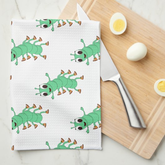 Grüne Raupe Küchentuch (Viertel Falte)
