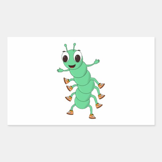 Grüne Raupe Rechteckiger Aufkleber (Vorderseite)
