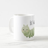 Grüne Raupe Sei Glücklich Kaffeetasse (Vorderseite Links)