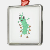 Grüne Raupe Silbernes Ornament (Links)