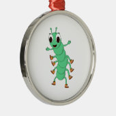 Grüne Raupe Silbernes Ornament (Rechts)