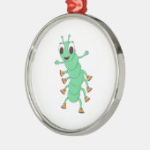 Grüne Raupe Silbernes Ornament (Links)