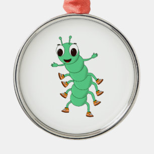 Grüne Raupe Silbernes Ornament