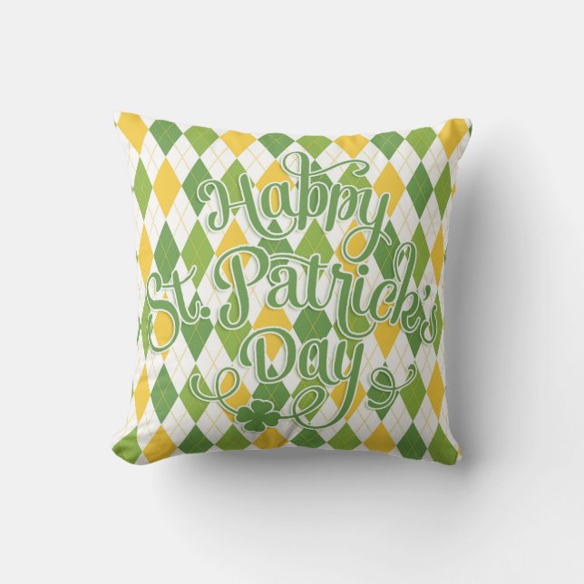 Grüne Raute - Happy St. Patrick's Day Kissen (Vorderseite)