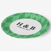 Grüne Raute Hochzeitspapier-Teller Pappteller (Schrägansicht)