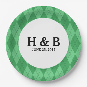 Grüne Raute Hochzeitspapier-Teller Pappteller
