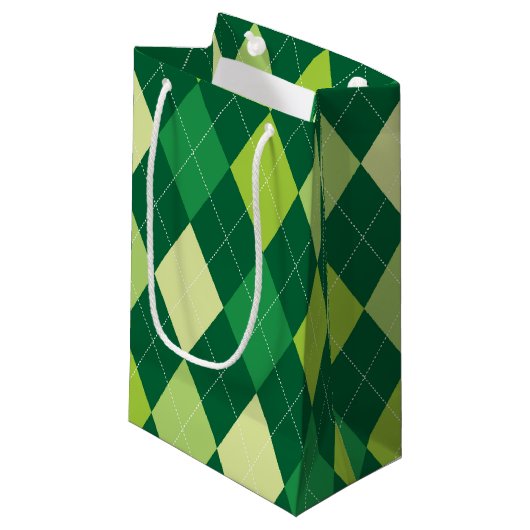 Grüne Raute Kleine Geschenktüte (Vorderseite Schrägansicht)