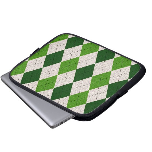 Grüne Raute Laptopschutzhülle (Vorne Knopf)