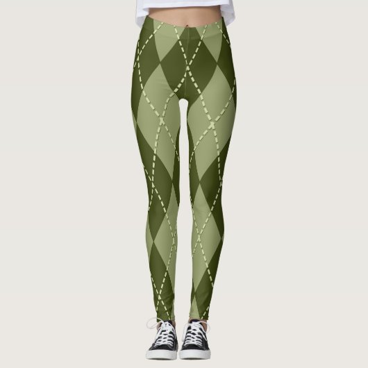Grüne Raute Leggings (Vorderseite)