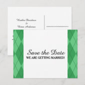 Grüne Raute Save the Date Postkarte (Vorne/Hinten)