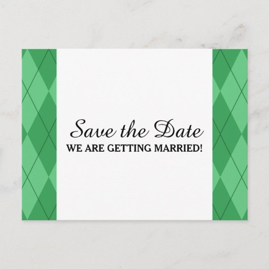 Grüne Raute Save the Date Postkarte (Vorderseite)