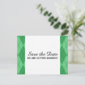 Grüne Raute Save the Date Postkarte (Stehend Vorderseite)