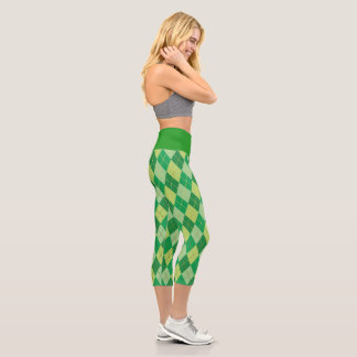 Grüne Raute Yoga Capris Leggings